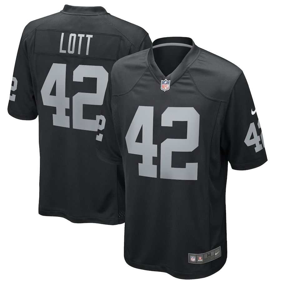 Men Oakland Raiders #42 Ronnie Lott Nike Black Game Retired Player NFL Jersey